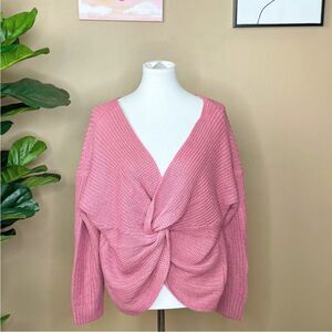 Full Circle Trends with Love Pink Faux Knot Knit Sweater Size Extra Large